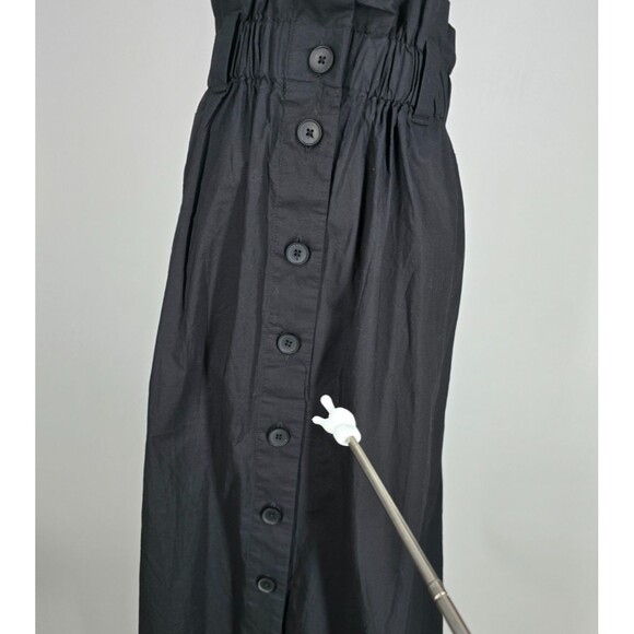 Everlane (Defect) The Easy Button Front Skirt Large Black Midi Skirt Side Slits - Picture 6 of 12